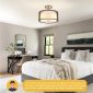 Drum Ceiling Light with Double Fabric Shade black bedroom