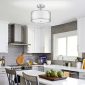 Drum Ceiling Light with Double Fabric Shade silver kitchen