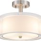 Drum Ceiling Light with Double Fabric Shade white