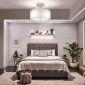 Drum Ceiling Light with Double Fabric Shade white bedroom