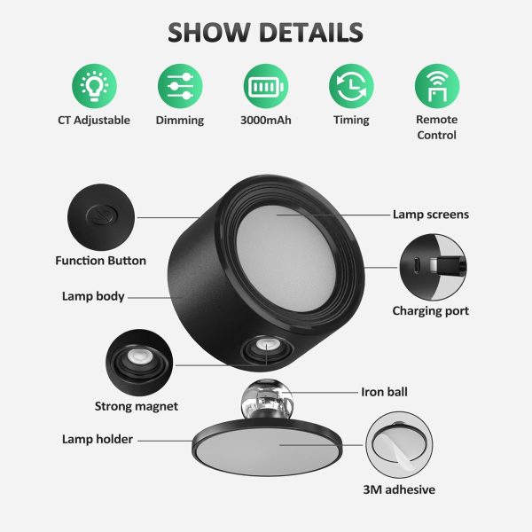 Wall Mounted Lights Stylish Rechargeable Sconces 5